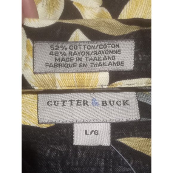 New Cutter Buck Shirt Mens Large L Short Sleeve Button Front Floral Multicolor - Picture 9 of 15